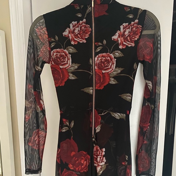 Charlotte Russe one piece rose mesh lined pants jumpsuit suit fitted xs - Picture 5 of 10